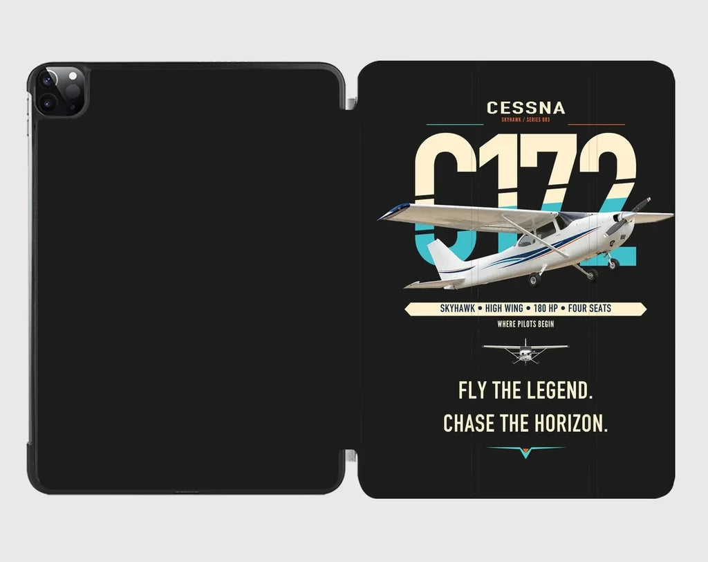 Cessna 172 Skyhawk design on black ipad tablet case