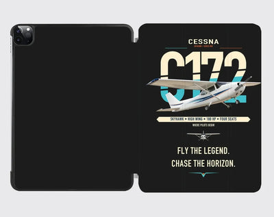 Cessna 172 Skyhawk design on black ipad tablet case