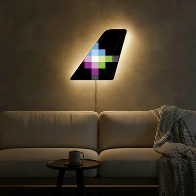 Volaris aviation design on durable metal with LED aircraft tail wall art.