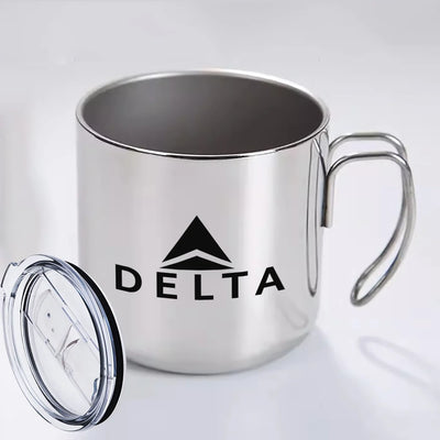 Delta Airlines (Delta Air Lines) aviation design on portable mug, vacuum-insulated double-wall.