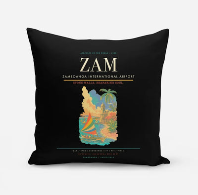 Zamboanga International Airport (ZAM) design on black pillow