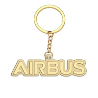 Thumbnail for Airbus & Text aviation hollow key chain in polished alloy.