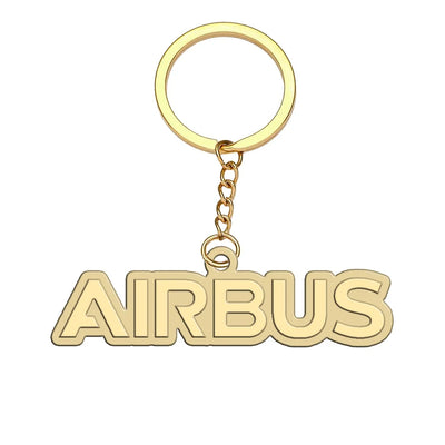 Airbus & Text aviation hollow key chain in polished alloy.