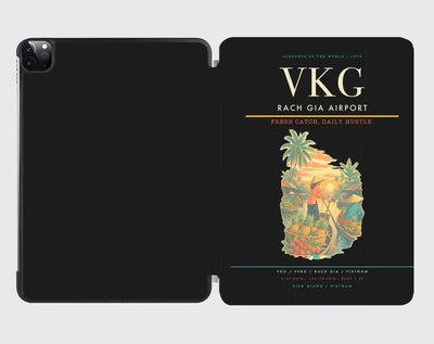Rach Gia Airport (VKG) design on black ipad tablet case