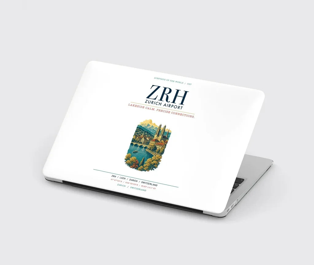 Zurich Airport (ZRH) design on white MacBook case