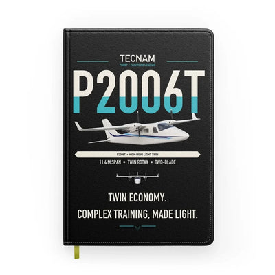 Tecnam P2006T design on black notebook