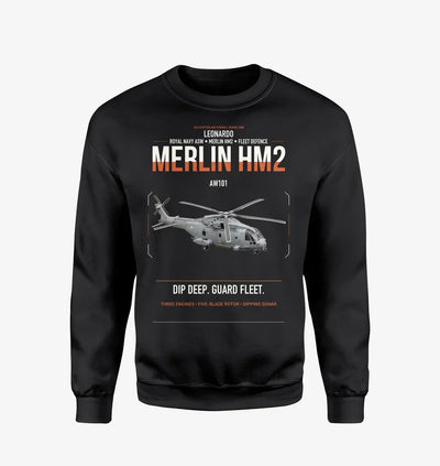 Leonardo AW101 Merlin HM2 design on black sweatshirt