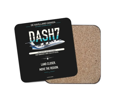 de Havilland Canada DHC-7-102 Dash 7 design on black 1 piece coaster