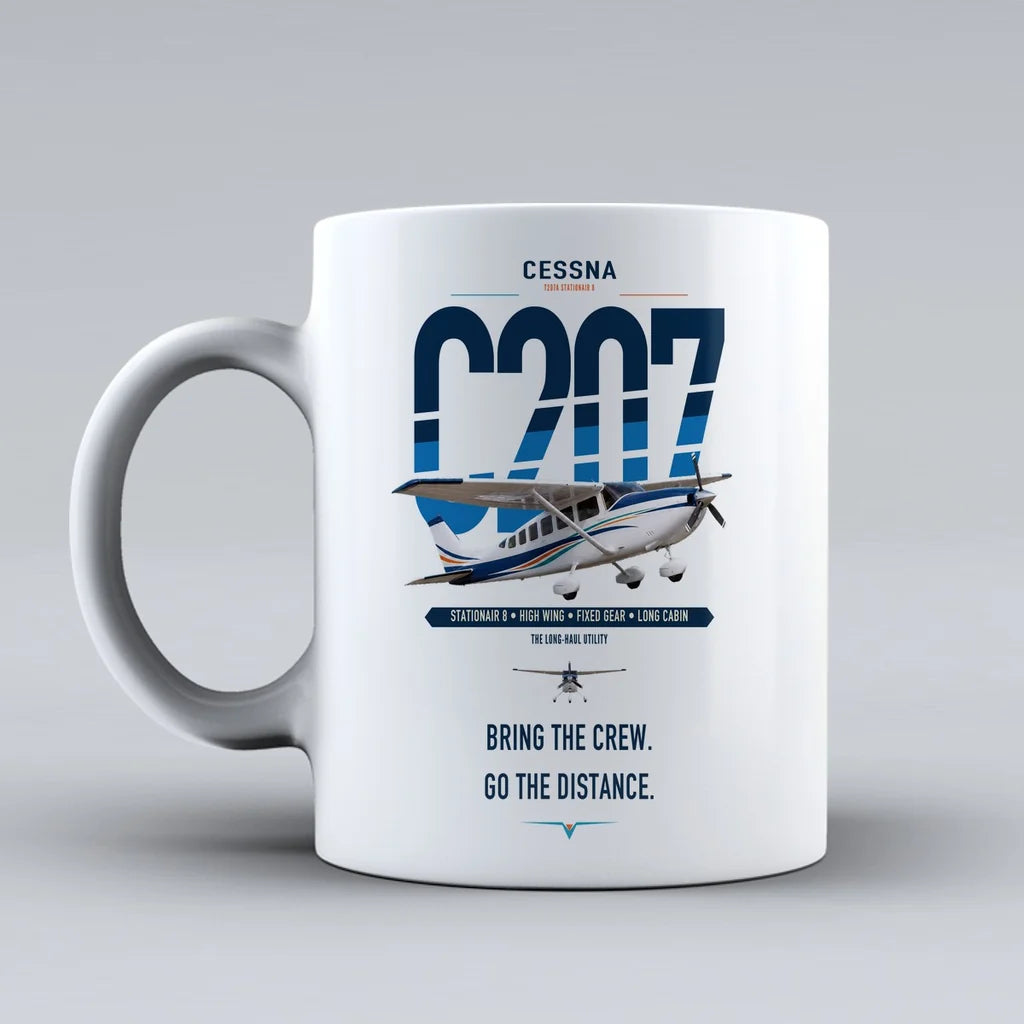 Cessna T207A Stationair 8 design on white ceramic mug, double-side print