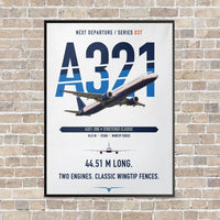 Thumbnail for Airbus A321 vertical canvas print - framed - white background