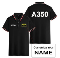 Thumbnail for Airbus A350 Flat Text Stylish Polo T-Shirts (Double-Side) aviation design printed on soft cotton stylish double-side polo.