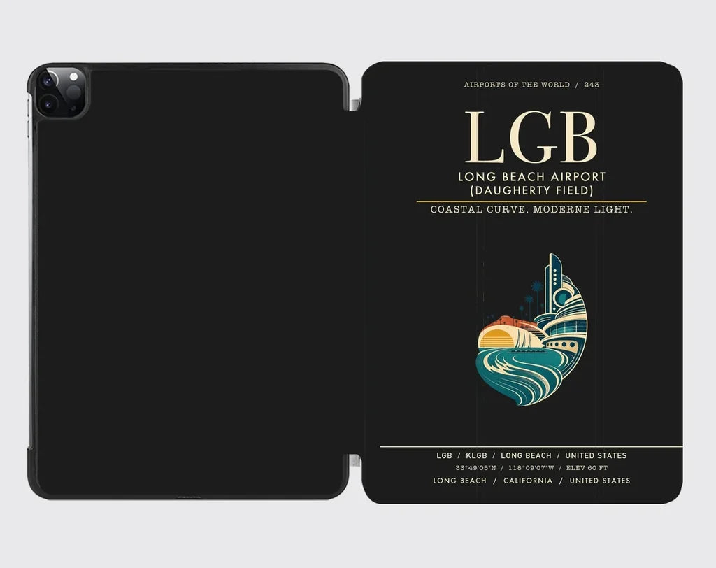 Long Beach Airport (Daugherty Field) (LGB) design on black ipad tablet case