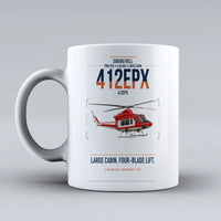 Thumbnail for SUBARU Bell 412EPX design on white ceramic mug, double-side print