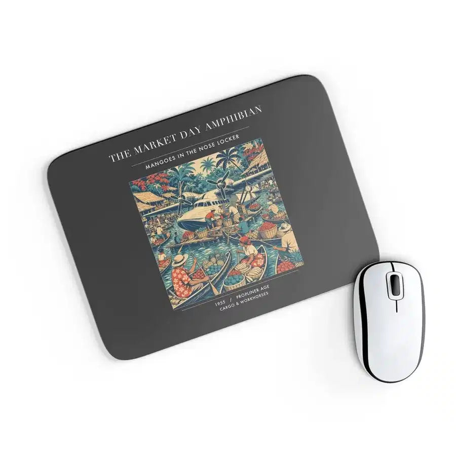 VINTAGE G4404 - The Market Day Amphibian - Designed Mouse Pads design on black rectangle