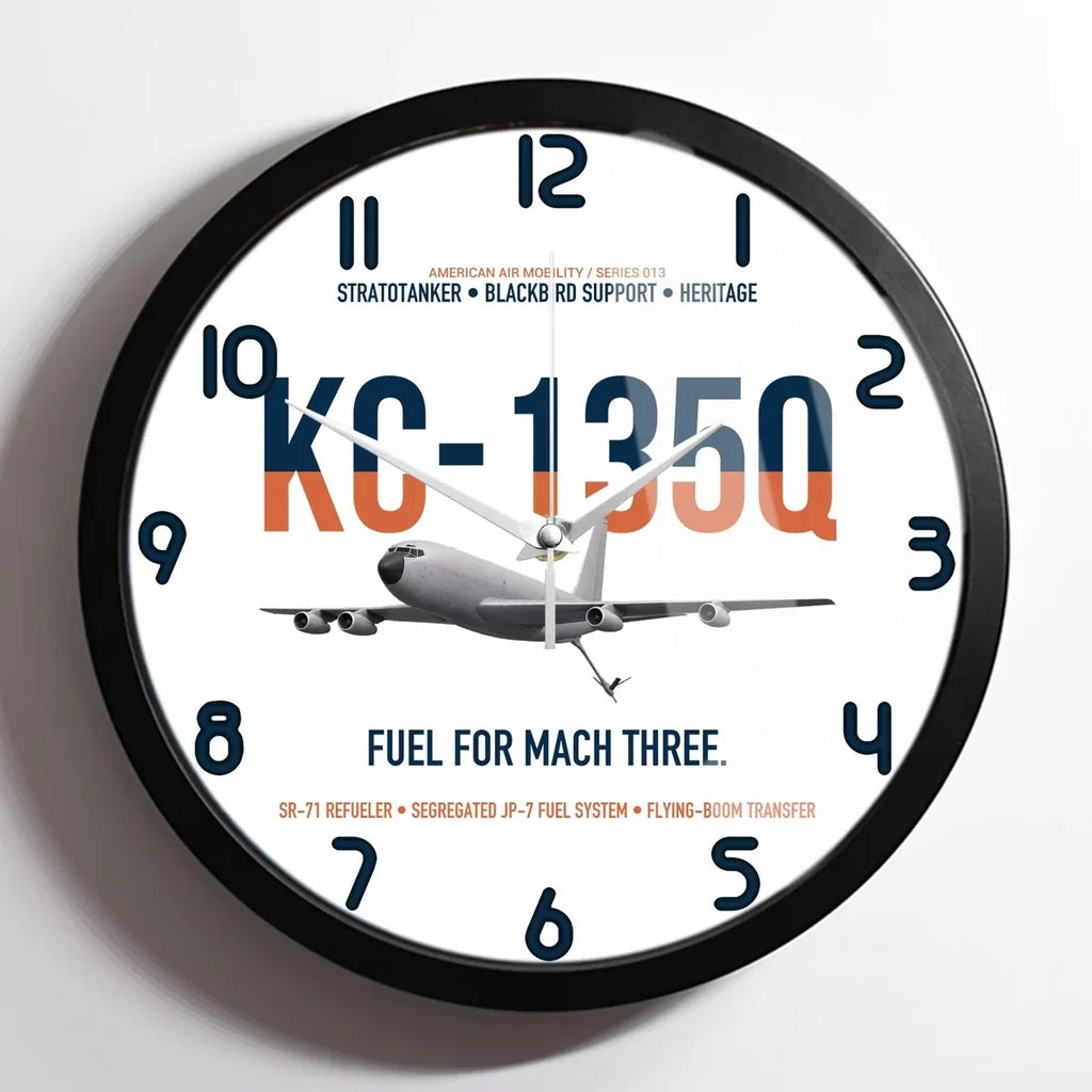 KC-135Q Blackbird Tanker design on white framed wall clock