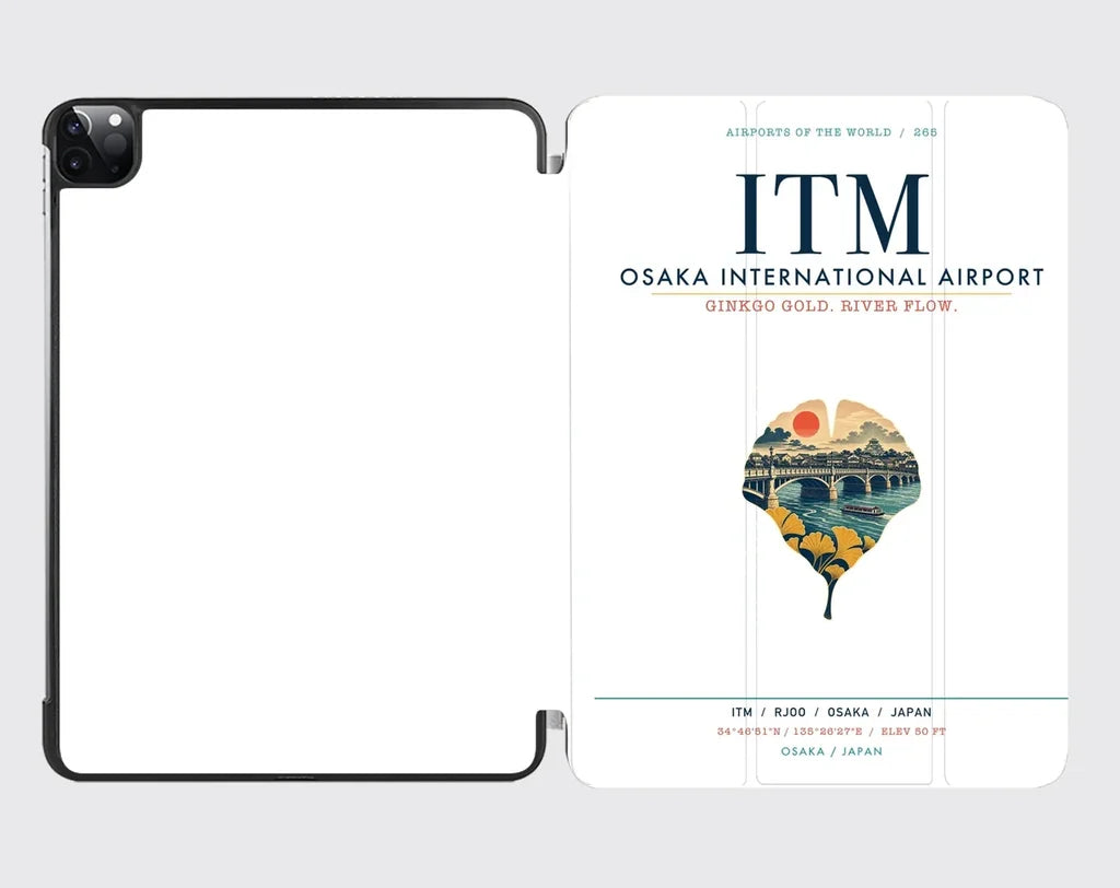 Osaka International Airport (ITM) design on white ipad tablet case