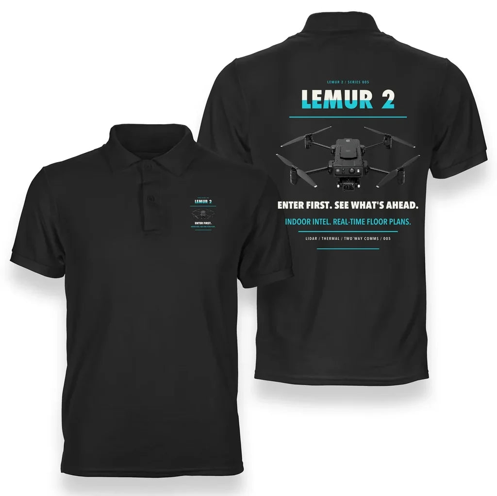 BRINC LEMUR 2 design on black polo