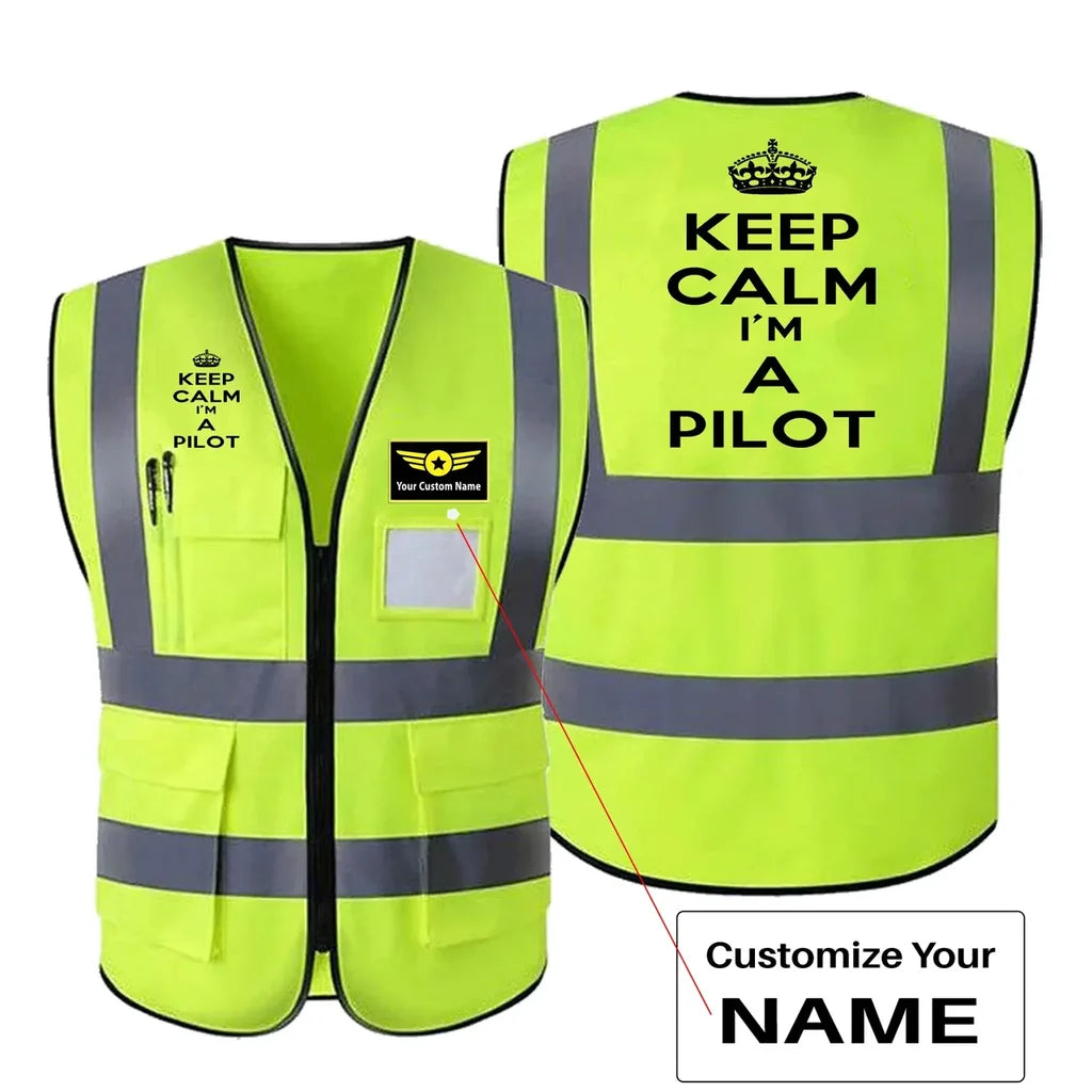 Keep Calm I'm a aviation design printed on high-visibility reflective fabric reflective vest.