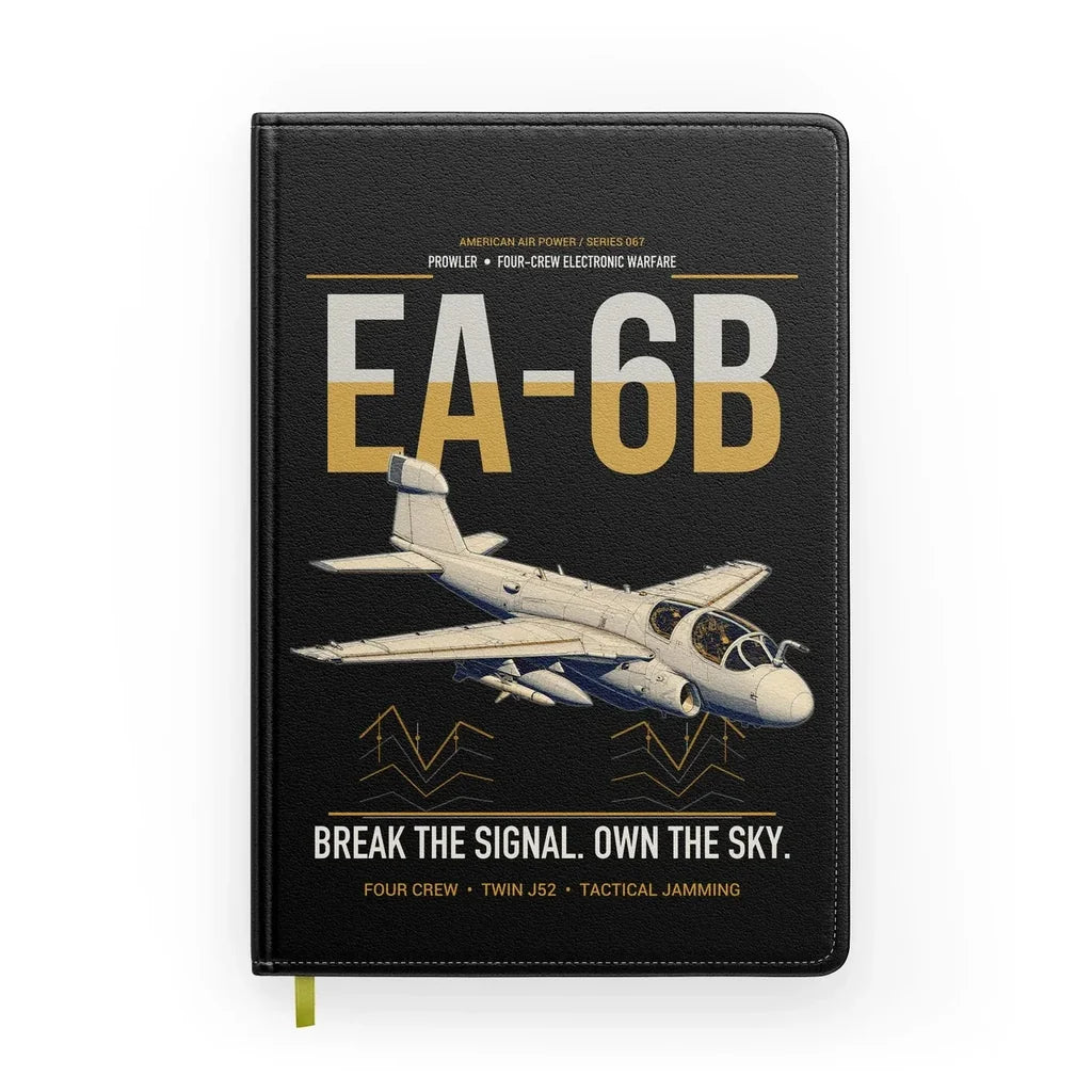 EA-6B Prowler design on black notebook