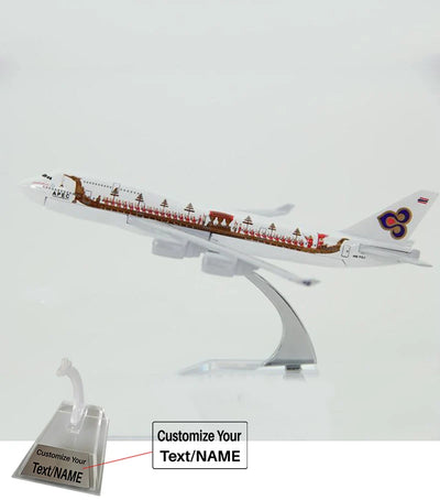 Side view of Thailand Dragon Boat Boeing 747 Airplane Model (16CM) aviation 16-18cm scale model aircraft in diecast metal.