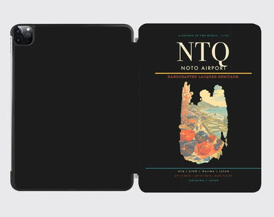 Noto Airport (NTQ) design on black ipad tablet case