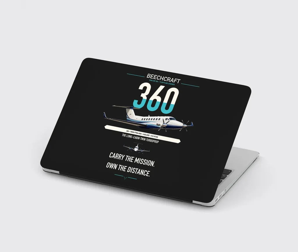 Beechcraft King Air 360 design on black MacBook case
