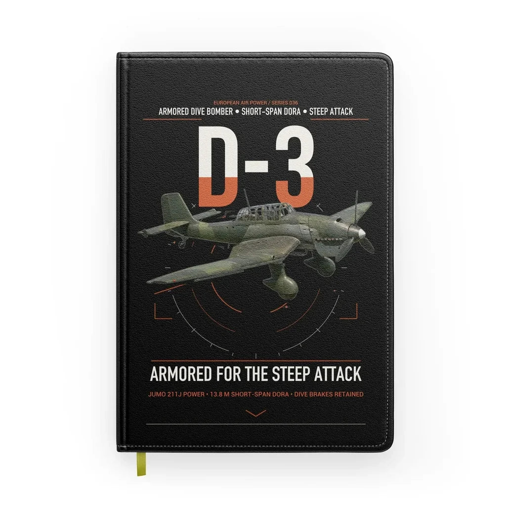 Junkers Ju 87D-3 design on black notebook