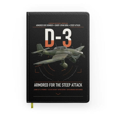 Junkers Ju 87D-3 design on black notebook