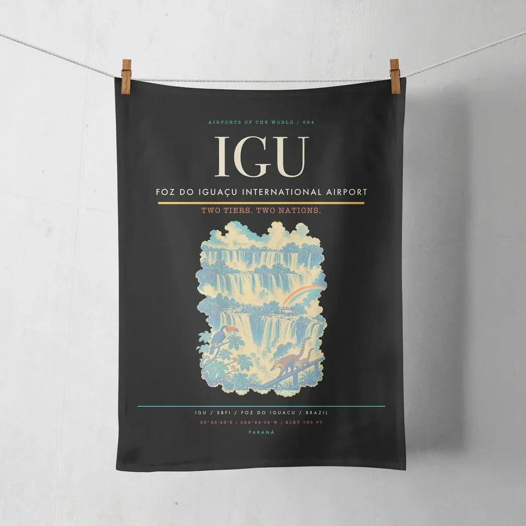 Foz do Iguaçu International Airport (IGU) design on black towel