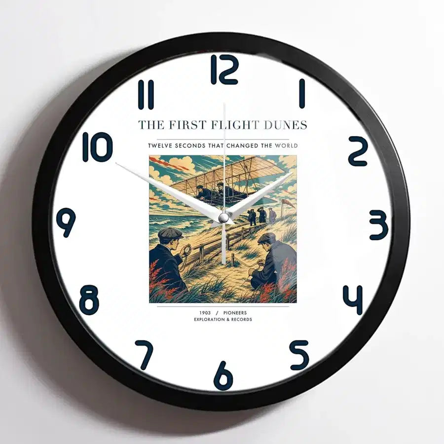VINTAGE G4000 - The First Flight Dunes - Designed Wall Clocks design on white framed