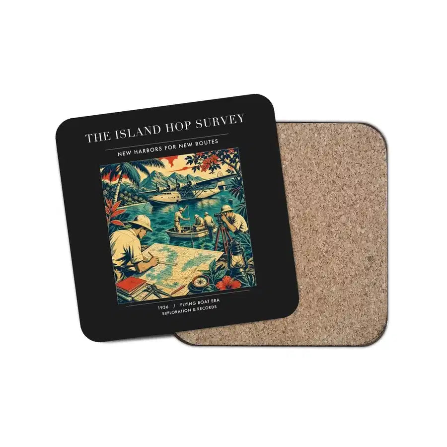 The Island Hop Survey - Designed Coasters design on black 1-piece
