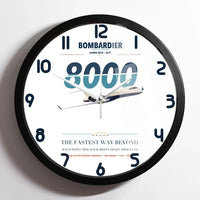 Thumbnail for Bombardier Global 8000 design on white framed wall clock
