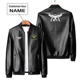 Drone Silhouette PU Leather Jackets