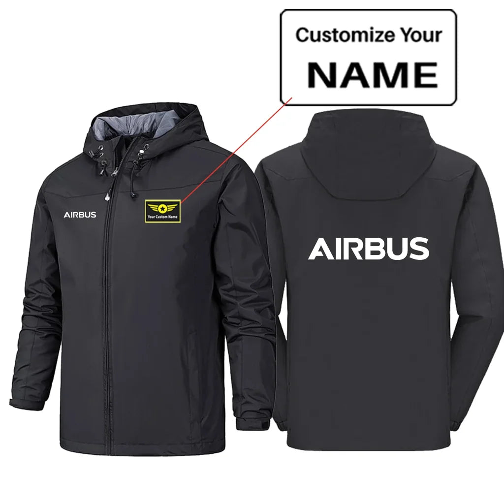 Airbus & Text Rain Jackets & Windbreakers aviation design printed on waterproof shell with sealed seams rain jacket.