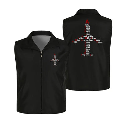 Airplane Shape Aviation Alphabet Thin Style aviation design printed on lightweight shell with sleeveless design thin vest.