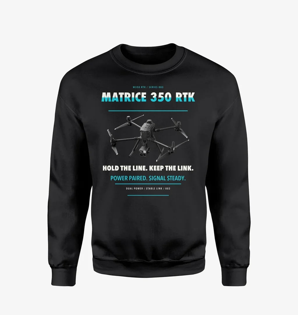 DJI Matrice 350 RTK design on black sweatshirt