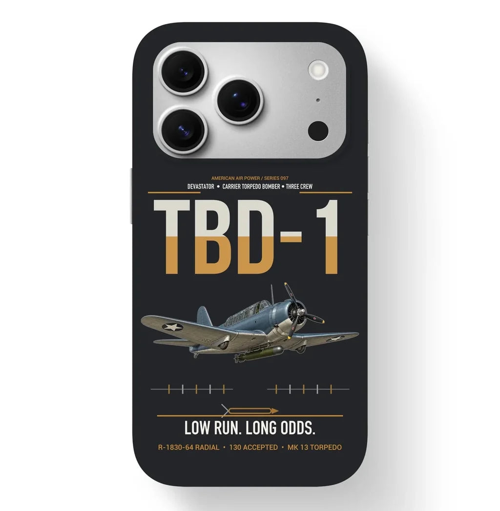 TBD-1 Devastator design on black magsafe iphone case, for iPhone 17 Pro