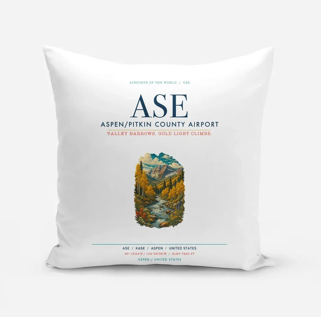 Aspen - Pitkin County Airport (ASE) design on white pillow