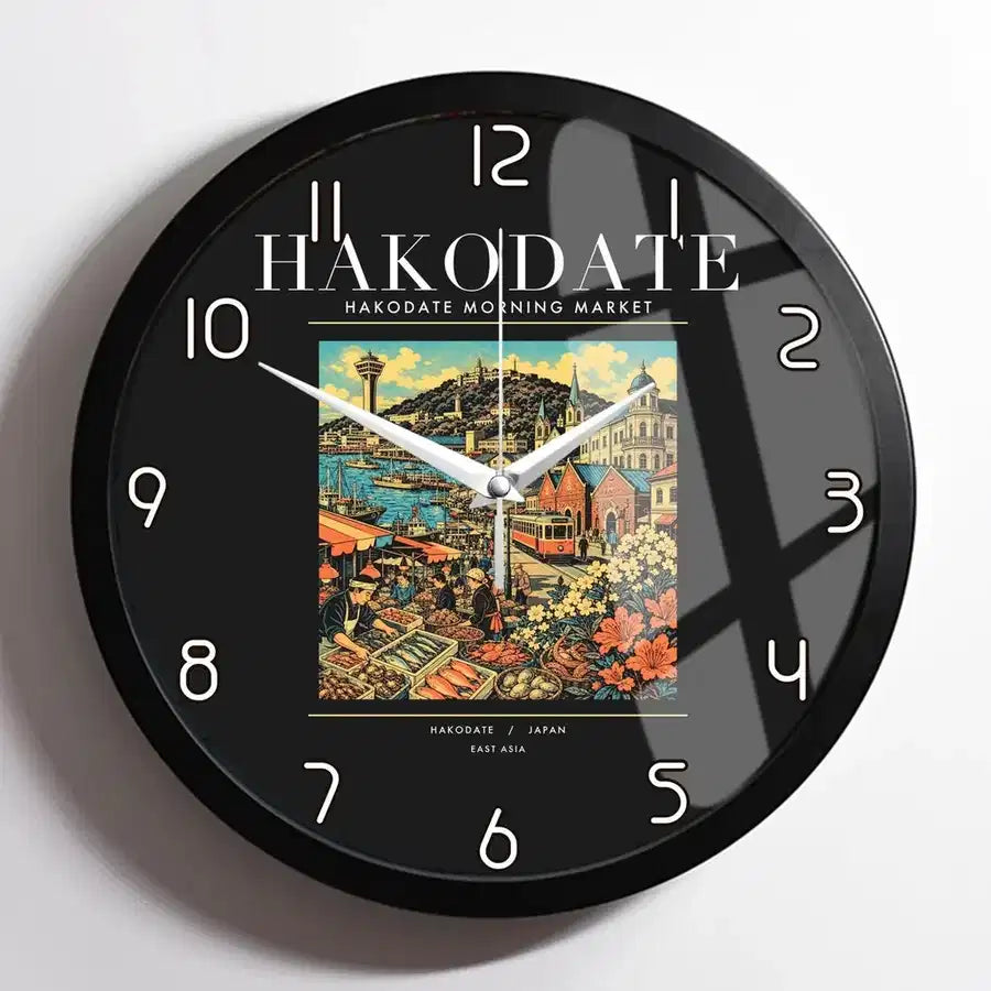 HAKODATE - Poster - Wall Clock Framed - Black