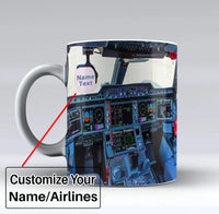 Thumbnail for Airbus A350 Cockpit Text aviation design on ceramic mug, premium ceramic with glazed finish.