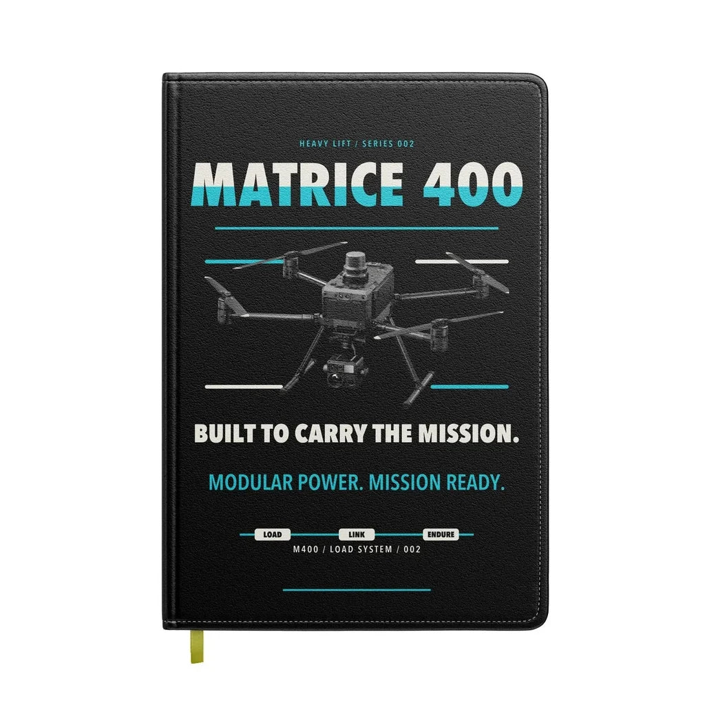 DJI Matrice 400 design on black notebook