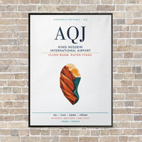 Thumbnail for King Hussein International Airport AQJ vertical canvas print - framed - white background