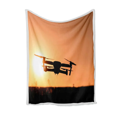 Amazing Drone in Sunset Bed Blankets & aviation print on soft fleece blanket.