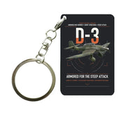 Thumbnail for Junkers Ju 87D-3 design on black designed key chain, double-side print