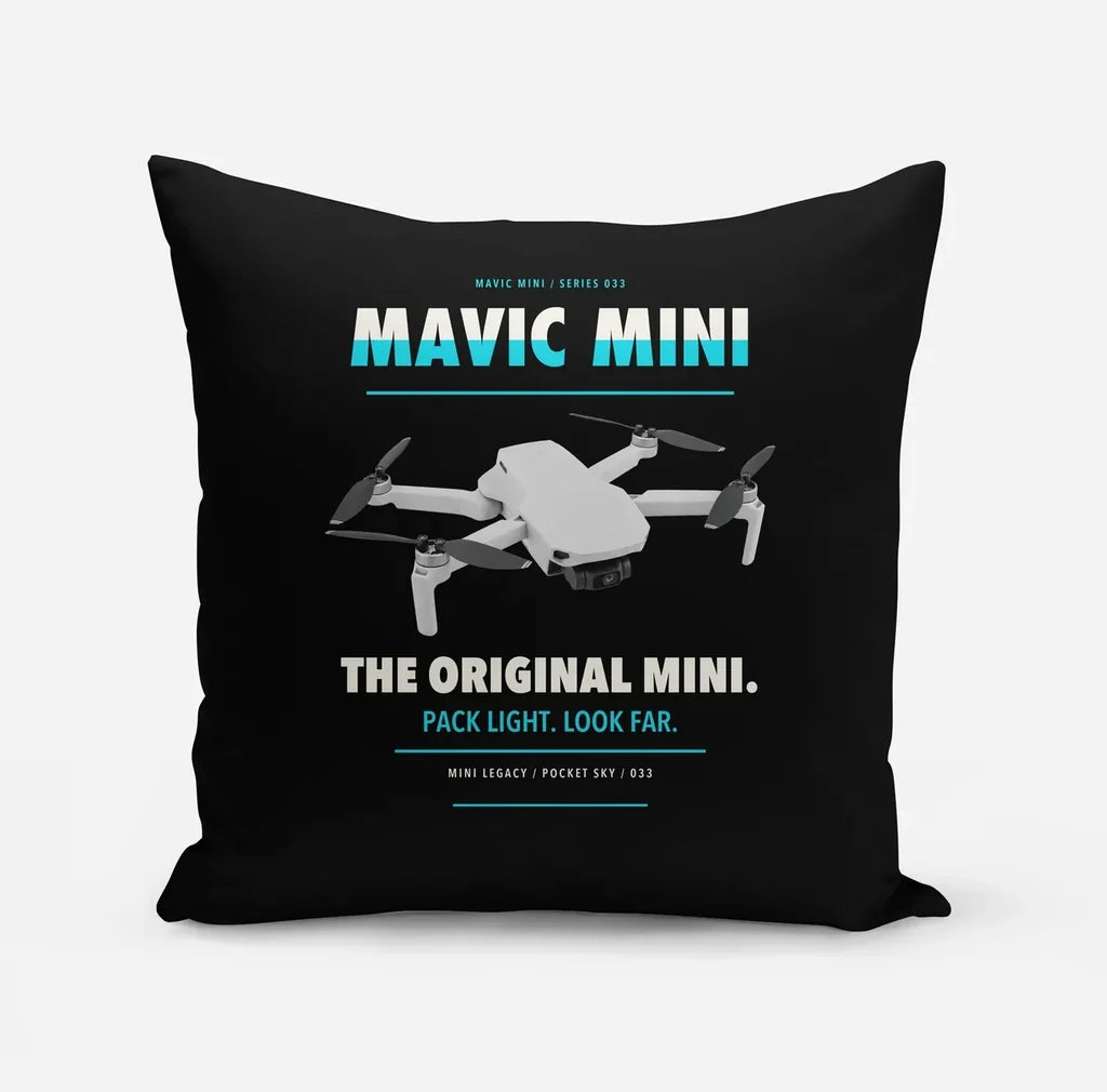 DJI Mavic Mini design on black pillow