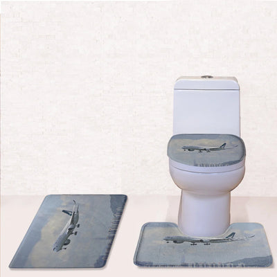 Cathay Pacific Airbus A350 Toilet Seat Cover Three-piece aviation print on soft fabric toilet seat cover set.