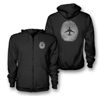 Aviation Finger Print aviation design on soft cotton blend zipped hoodie.