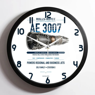AE 3007 design on white framed wall clock