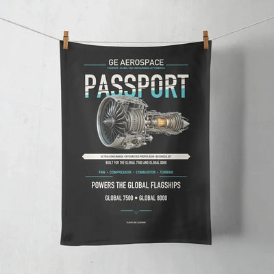 PASSPORT design on black towel