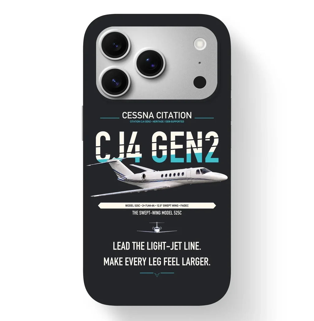 Cessna Citation CJ4 Gen2 design on black magsafe iphone case, for iPhone 17 Pro